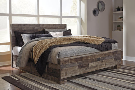 Derekson Multi Gray Queen Panel Bed with 2 Side Storage