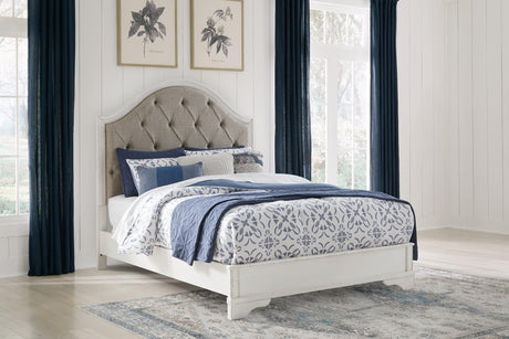 Blendon Rustic Brown Queen Upholstered Panel Bed