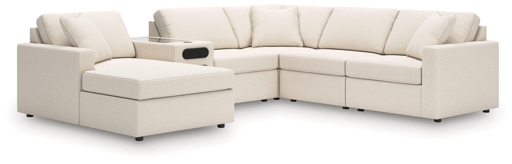 Modmax Oyster Performance Fabric,Next-Gen Nuvella™ 6-Piece Sectional with Audio System and Chaise