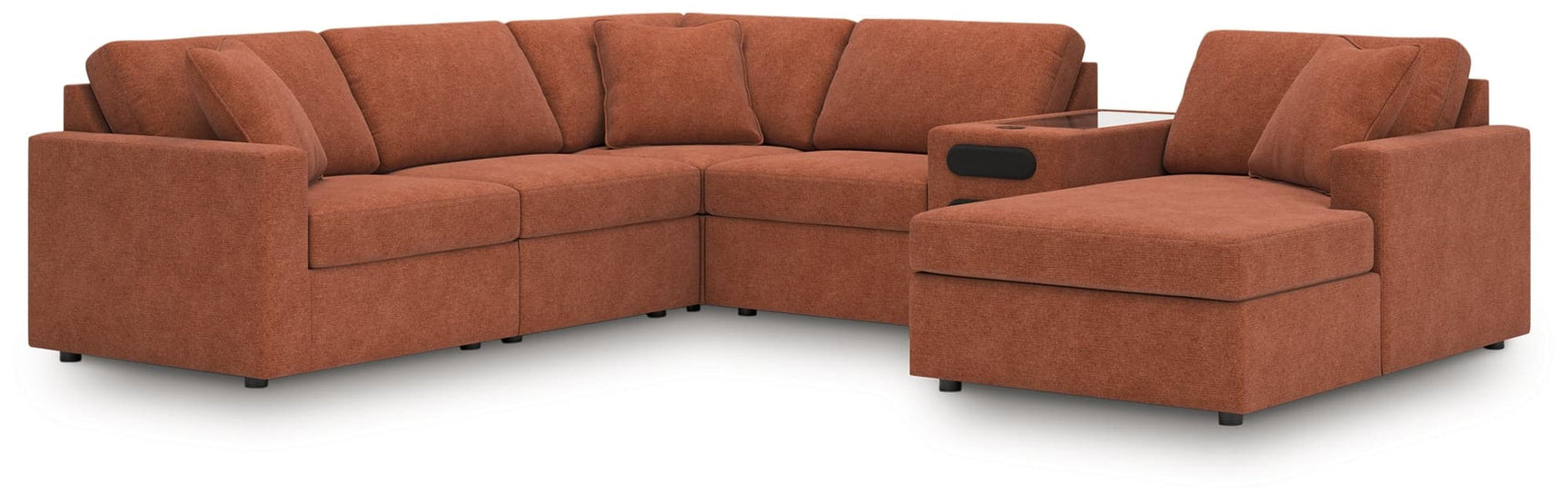 Modmax Spice Performance Fabric,Next-Gen Nuvella™ 6-Piece Sectional with Audio System and Chaise