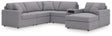 Modmax Granite Performance Fabric,Next-Gen Nuvella™ 6-Piece Sectional with Audio System and Chaise