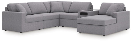 Modmax Granite Performance Fabric,Next-Gen Nuvella™ 6-Piece Sectional with Audio System and Chaise