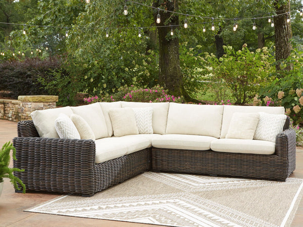 Kimora Beige/Dark Brown 3-Piece Outdoor Sectional