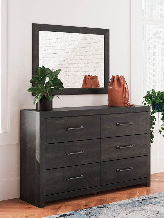 Hollivern Dark Gray Dresser and Mirror