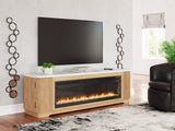 Camdill Light Brown 80" TV Stand with Electric Fireplace