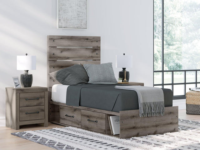 Graystorm Brown Gray Twin Panel Bed with Storage