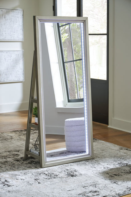 Evesen Champagne Floor Standing Mirror/Storage