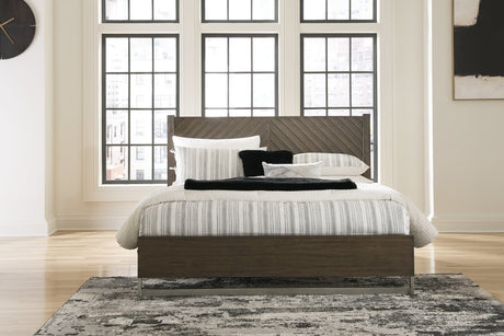Arkenton Grayish Brown King Panel Bed
