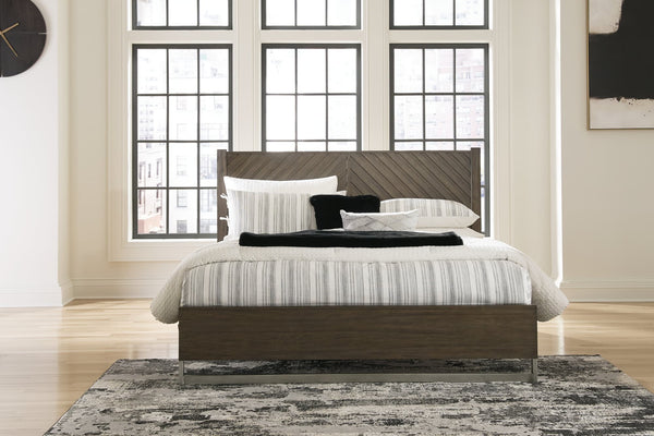 Arkenton Grayish Brown King Panel Bed
