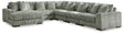 Lindyn Fog Velvet 6-Piece Sectional with Chaise