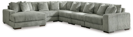 Lindyn Fog Velvet 6-Piece Sectional with Chaise