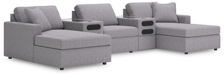 Modmax Granite Performance Fabric,Next-Gen Nuvella™ 5-Piece Sectional with Chaise and Audio Console