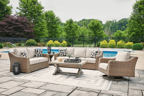Beachcroft Beige Outdoor Sofa, Loveseat and Chair