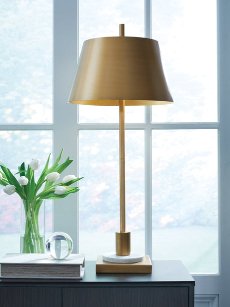 Fritzburn Gold Finish/White Table Lamp