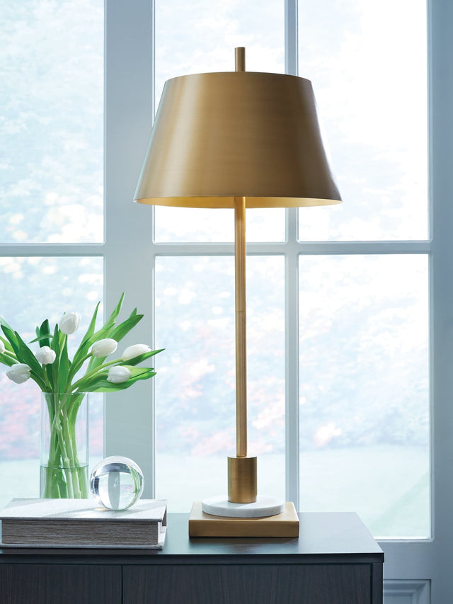 Fritzburn Gold Finish/White Table Lamp