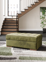 Caspian-Town Olive Velvet Oversized Accent Ottoman