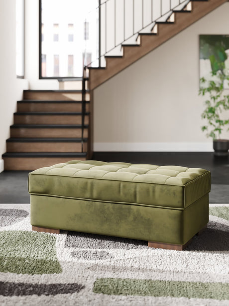 Caspian-Town Olive Velvet Oversized Accent Ottoman