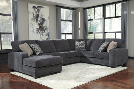 Tracling Slate Chenille 3-Piece Sectional with Chaise
