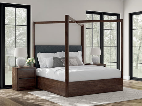Dilenno Dark Brown King Canopy Bed