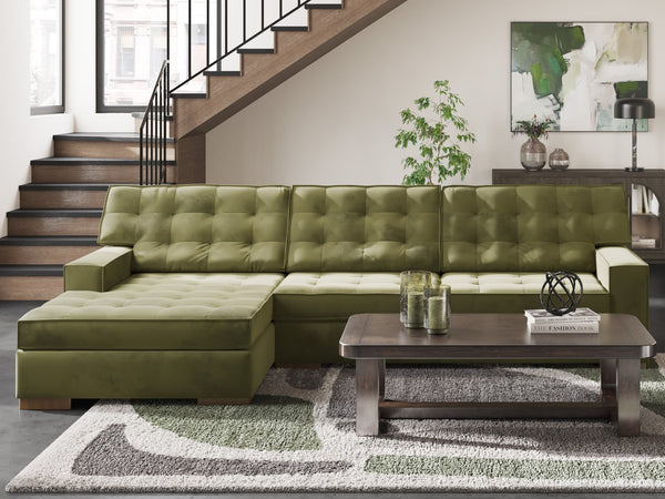 Caspian-Town Olive 2-Piece Sectional with Chaise