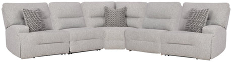 Acklen Place Pewter Performance Fabric,Next-Gen Nuvella™ 5-Piece Power Reclining Sectional