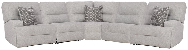Acklen Place Pewter Performance Fabric,Next-Gen Nuvella™ 5-Piece Power Reclining Sectional