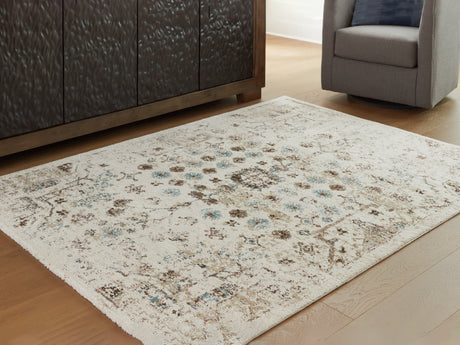 Jossler Ivory/Brown/Teal 5' x 7' Rug