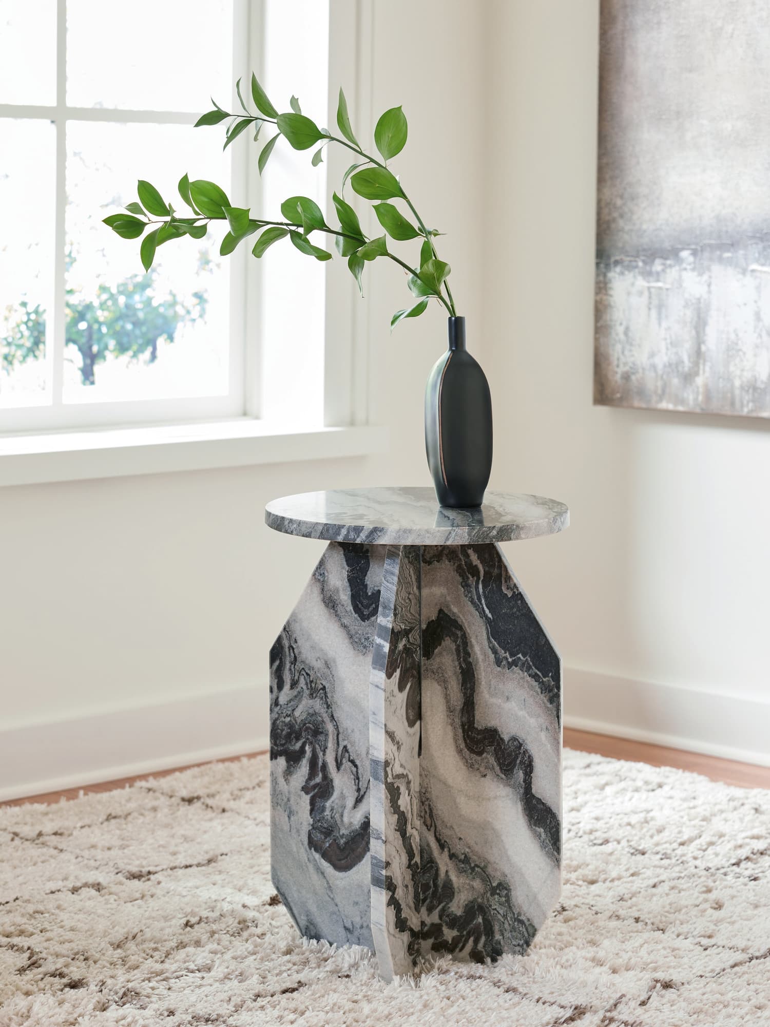 Wrenlane Black/White/Taupe Accent Table