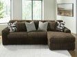 Midnight-Madness Chocolate 2-Piece Sectional Sofa with Chaise