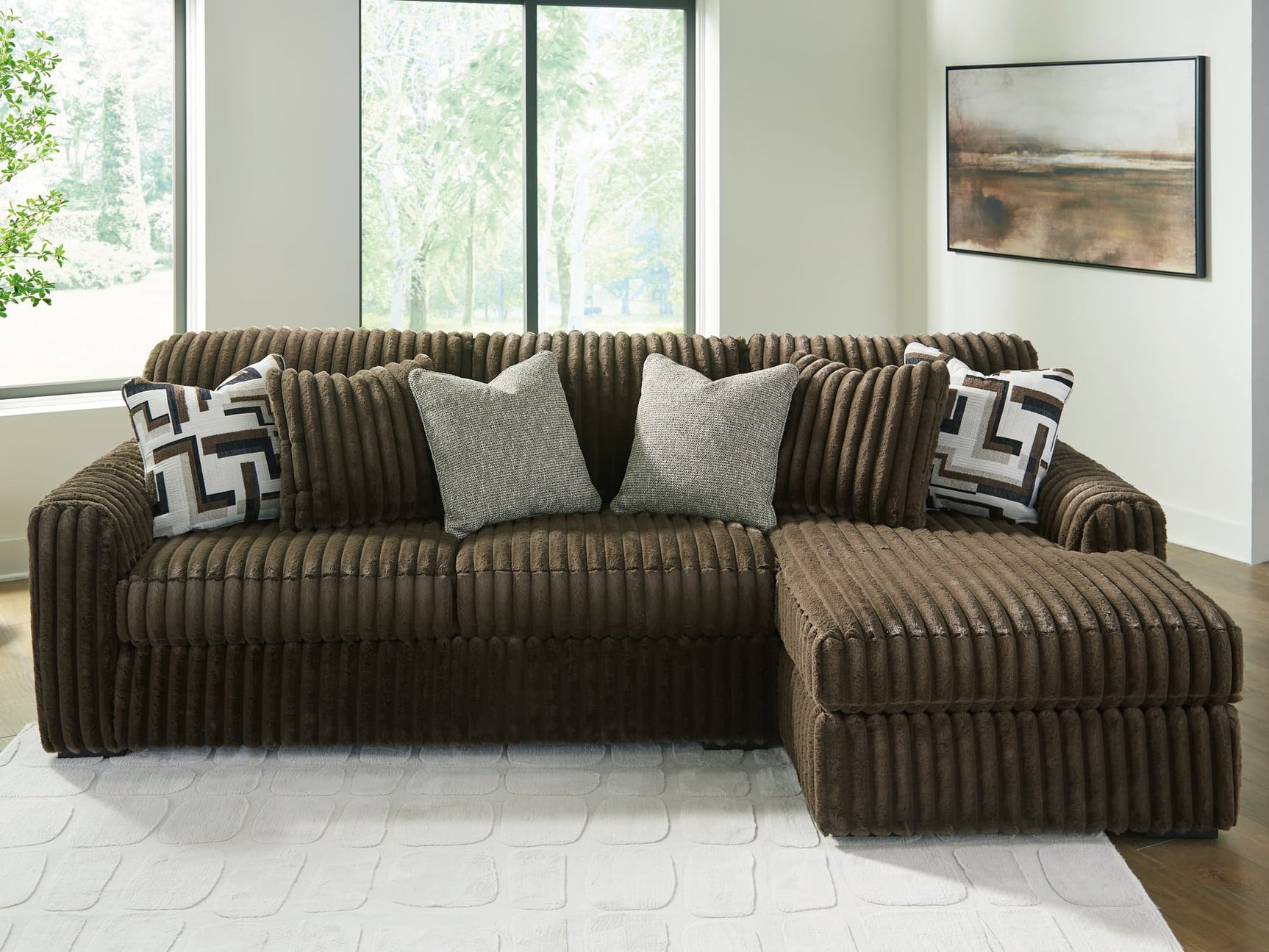 Midnight-Madness Chocolate 2-Piece Sectional Sofa with Chaise
