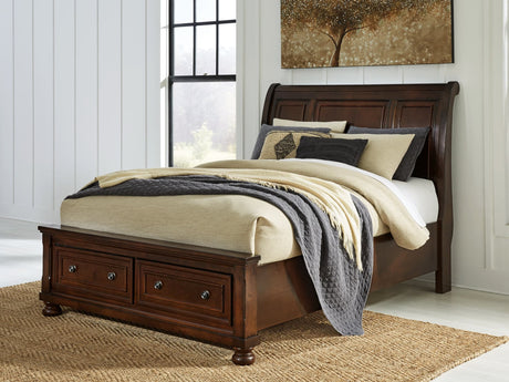 Porter Rustic Brown Queen Sleigh Storage Bed