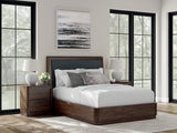 Dilenno Dark Brown Queen Upholstered Panel Bed