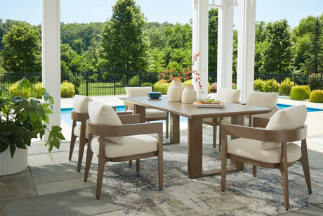 Serene Dark Brown Bay Outdoor Dining Table and 6 Chairs