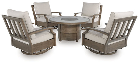 Rainier Beige Ranch Outdoor Dining Table and 4 Chairs
