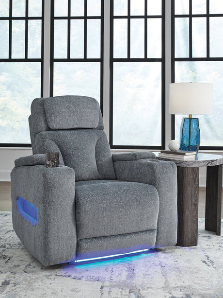 Studio Cave Steel Performance Fabric,Next-Gen Nuvella™,Chenille Power Recliner