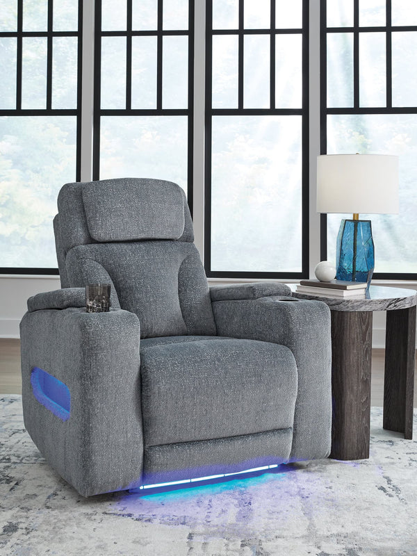 Studio Cave Steel Performance Fabric,Next-Gen Nuvella™,Chenille Power Recliner
