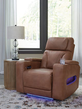 Clean-Slate Caramel Faux Leather Power Recliner