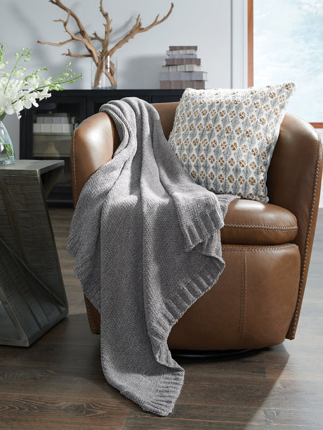 Anawood Gray Chenille Throw (Set of 3)