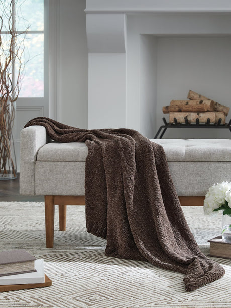 Anawood Brown Chenille Throw (Set of 3)