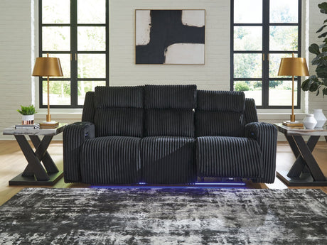 Forest Lake Black Chenille,Velvet Power Reclining Sofa