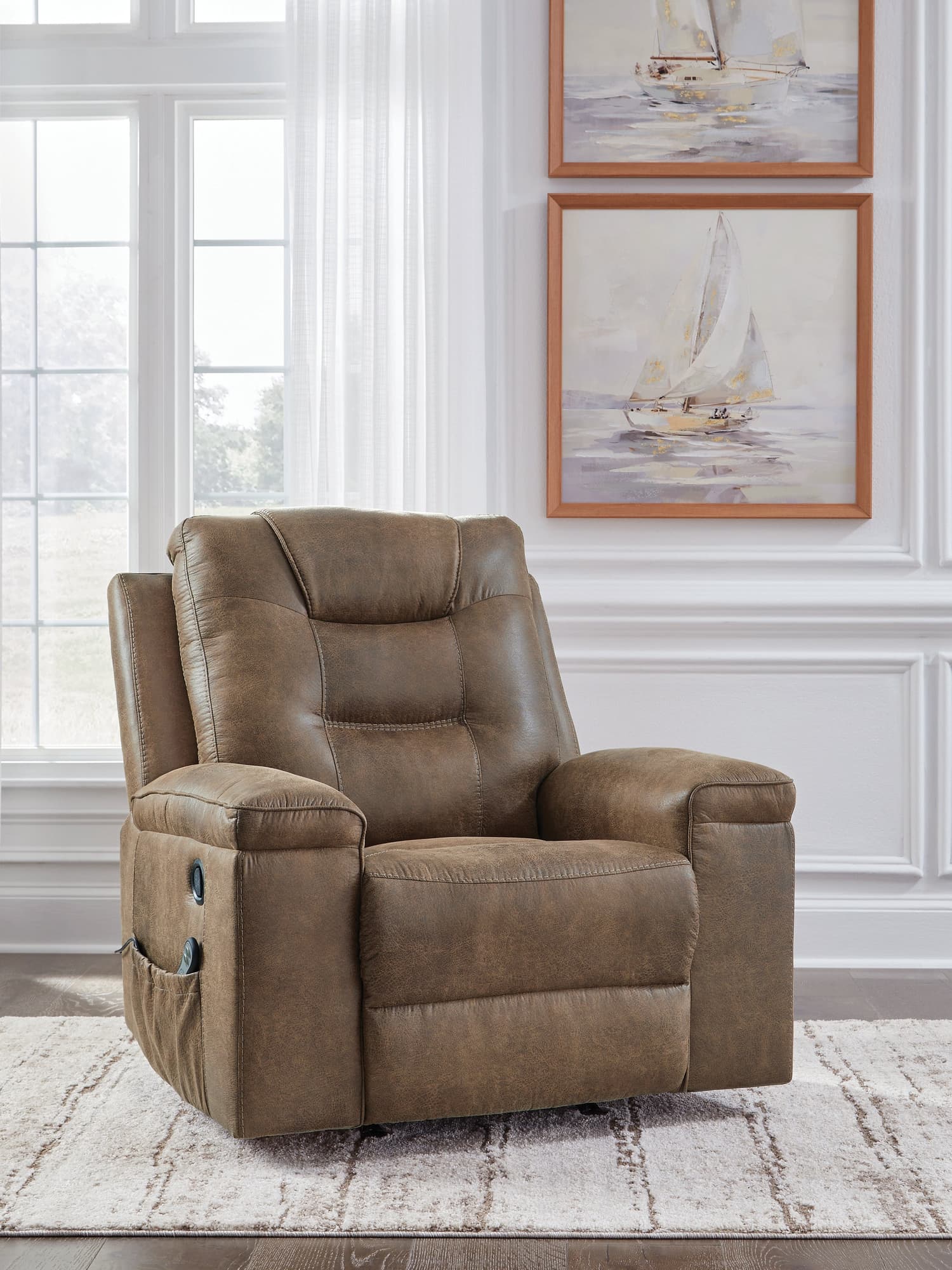 Stockworth Earth Faux Leather Recliner