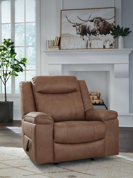 Status Check Caramel Faux Leather Recliner