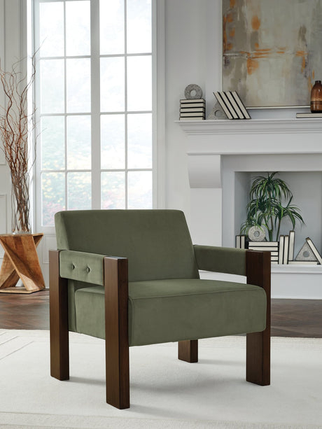Adlanlock Olive Velvet Accent Chair