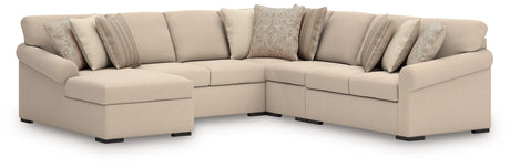 LadyMae Twill Performance Fabric,Next-Gen Nuvella™ 5-Piece Sectional with Chaise