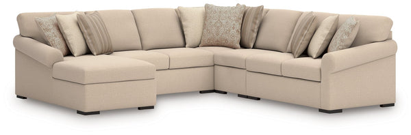 LadyMae Twill Performance Fabric,Next-Gen Nuvella™ 5-Piece Sectional with Chaise
