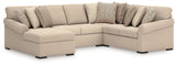 LadyMae Twill Performance Fabric,Next-Gen Nuvella™ 4-Piece Sectional with Chaise