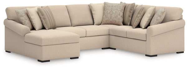 LadyMae Twill Performance Fabric,Next-Gen Nuvella™ 4-Piece Sectional with Chaise