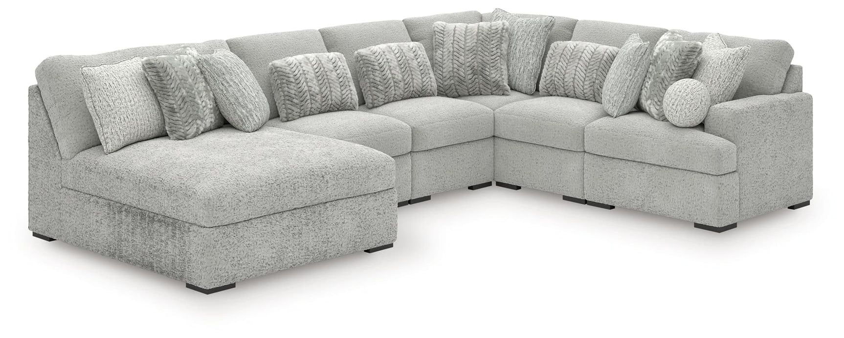 Cuddle Plush Arctic Chenille,Velvet 6-Piece Sectional with Chaise