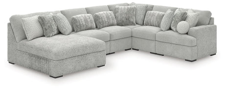 Cuddle Plush Arctic Chenille,Velvet 6-Piece Sectional with Chaise
