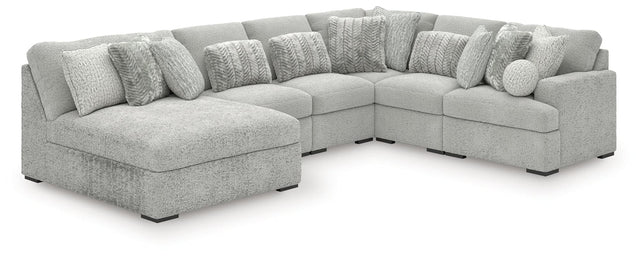 Cuddle Plush Arctic Chenille,Velvet 6-Piece Sectional with Chaise